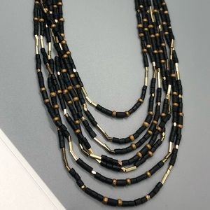 LOFT Black Wood and Gold Necklace